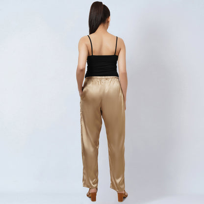 Gold Satin Straight Pants