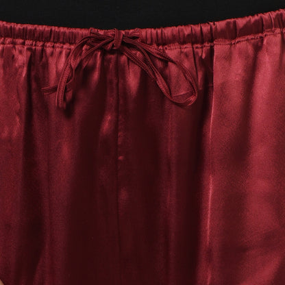 Maroon Satin Straight Pants