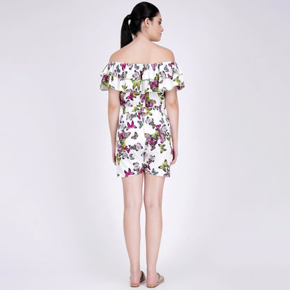 Multicoloured Ruffled Playsuit