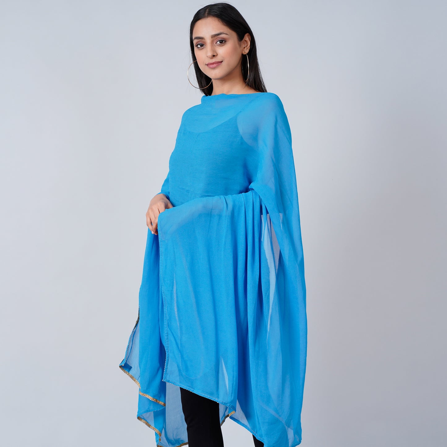 Hot Pink and Blue Paisley Tunic with Tulip Pants and Dupatta Set