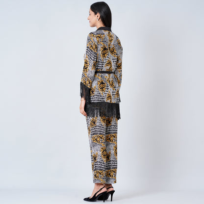 Yellow Baroque Animal Print Shirt and Palazzo Set