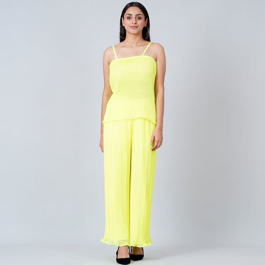 Neon Green Camisole and Pleated Palazzo Set