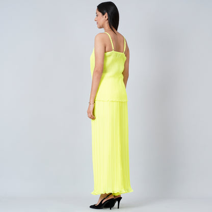 Neon Green Camisole and Pleated Palazzo Set