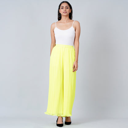 Neon Green Camisole and Pleated Palazzo Set