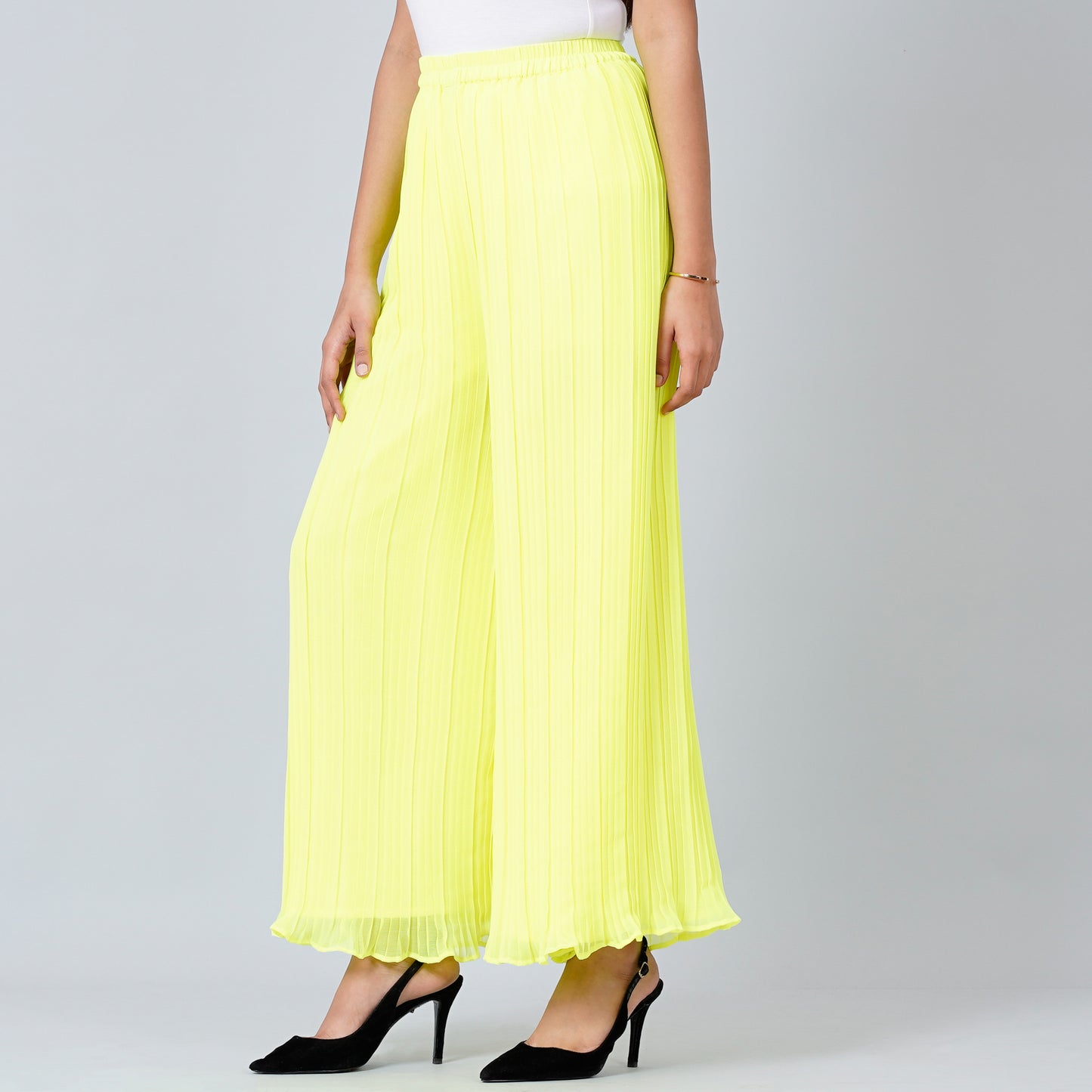 Neon Green Camisole and Pleated Palazzo Set