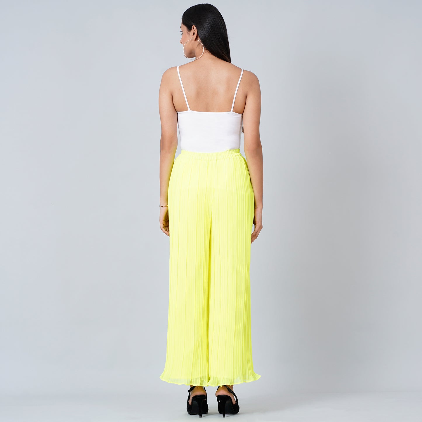 Neon Green Camisole and Pleated Palazzo Set