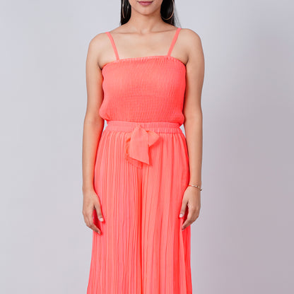 Neon Pink Camisole and Pleated Palazzo Set
