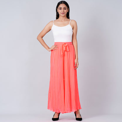 Neon Pink Camisole and Pleated Palazzo Set