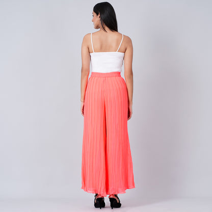 Neon Pink Camisole and Pleated Palazzo Set
