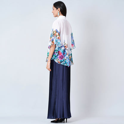 Purple and Blue Floral Top and Pleated Palazzo Set