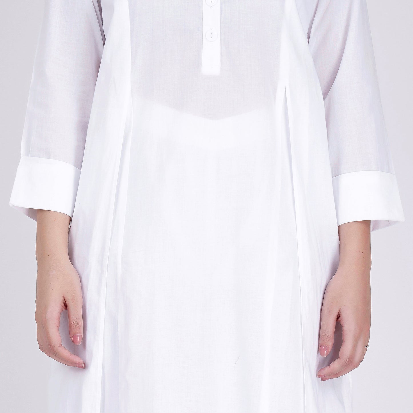White Straight Embroidered Kurta and Wide Leg Pants Set