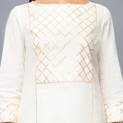 Ivory Mirror Work Sharara Suit Set