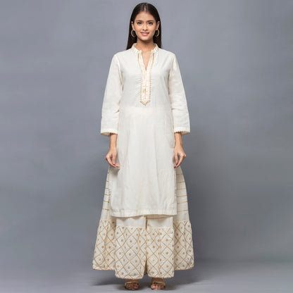 Ivory Sequinned Sharara Suit Set