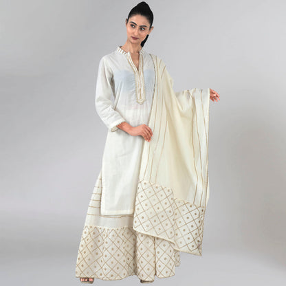 Ivory Sequinned Sharara Suit Set
