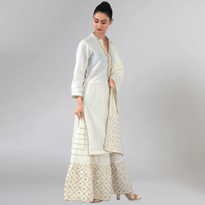 Ivory Sequinned Sharara Suit Set