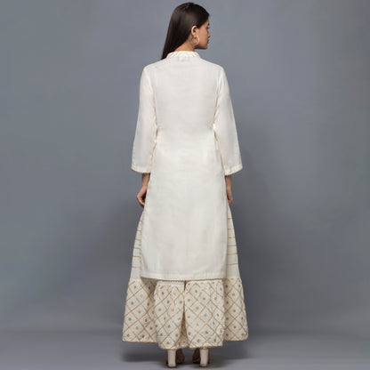Ivory Sequinned Sharara Suit Set