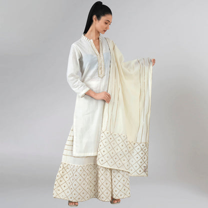 Ivory Sequinned Sharara Suit Set