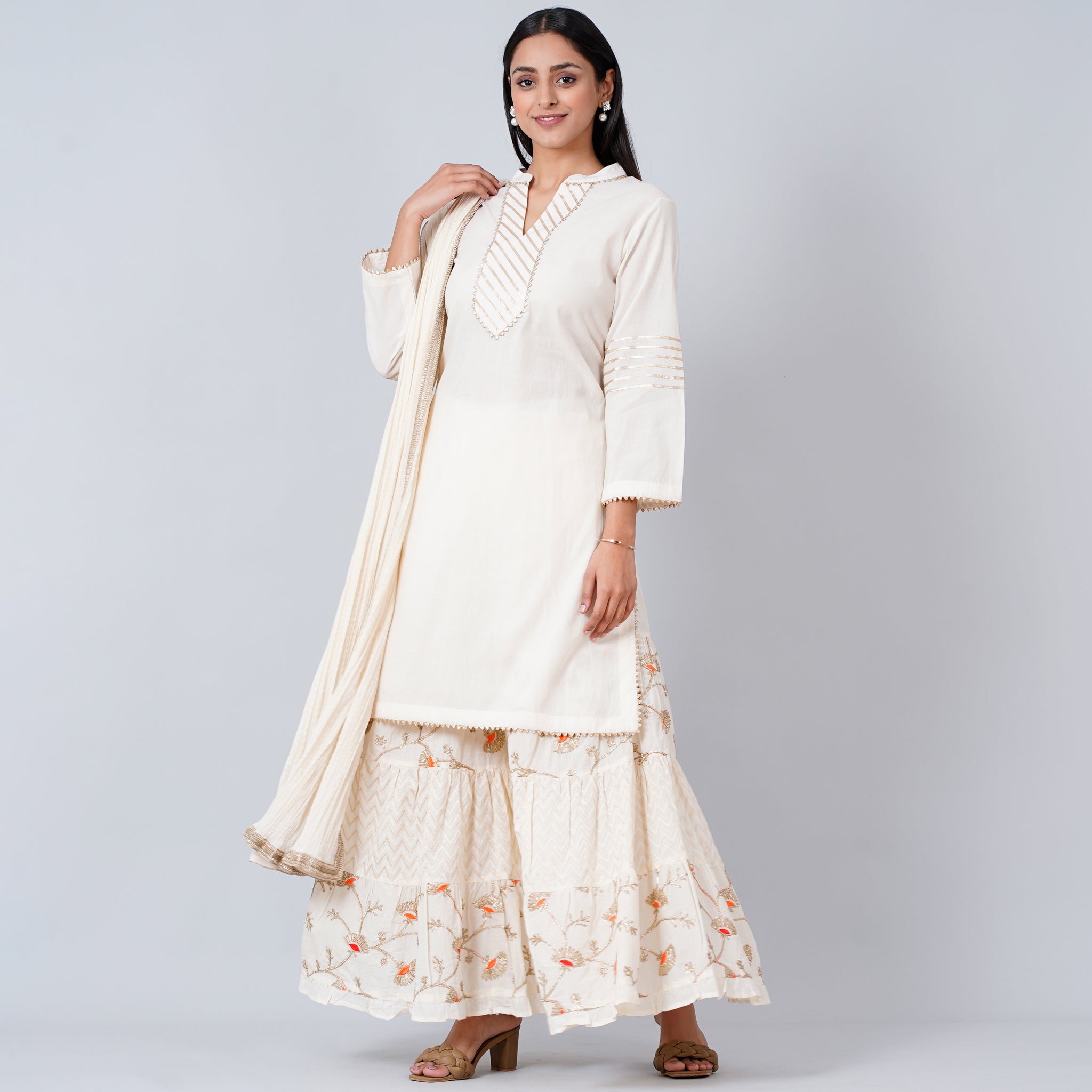 Buy Clickedia Womens Fully Stitched Rayon Printed Peplum Kurti with  embroidery and gota patti Sharara and Dupatta Jaipuri Salwar Suit-XL Online  at Best Prices in India - JioMart.