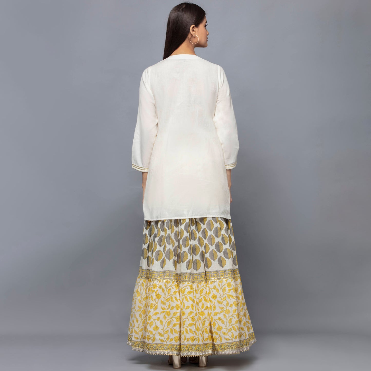 Ivory Printed Sharara Suit Set