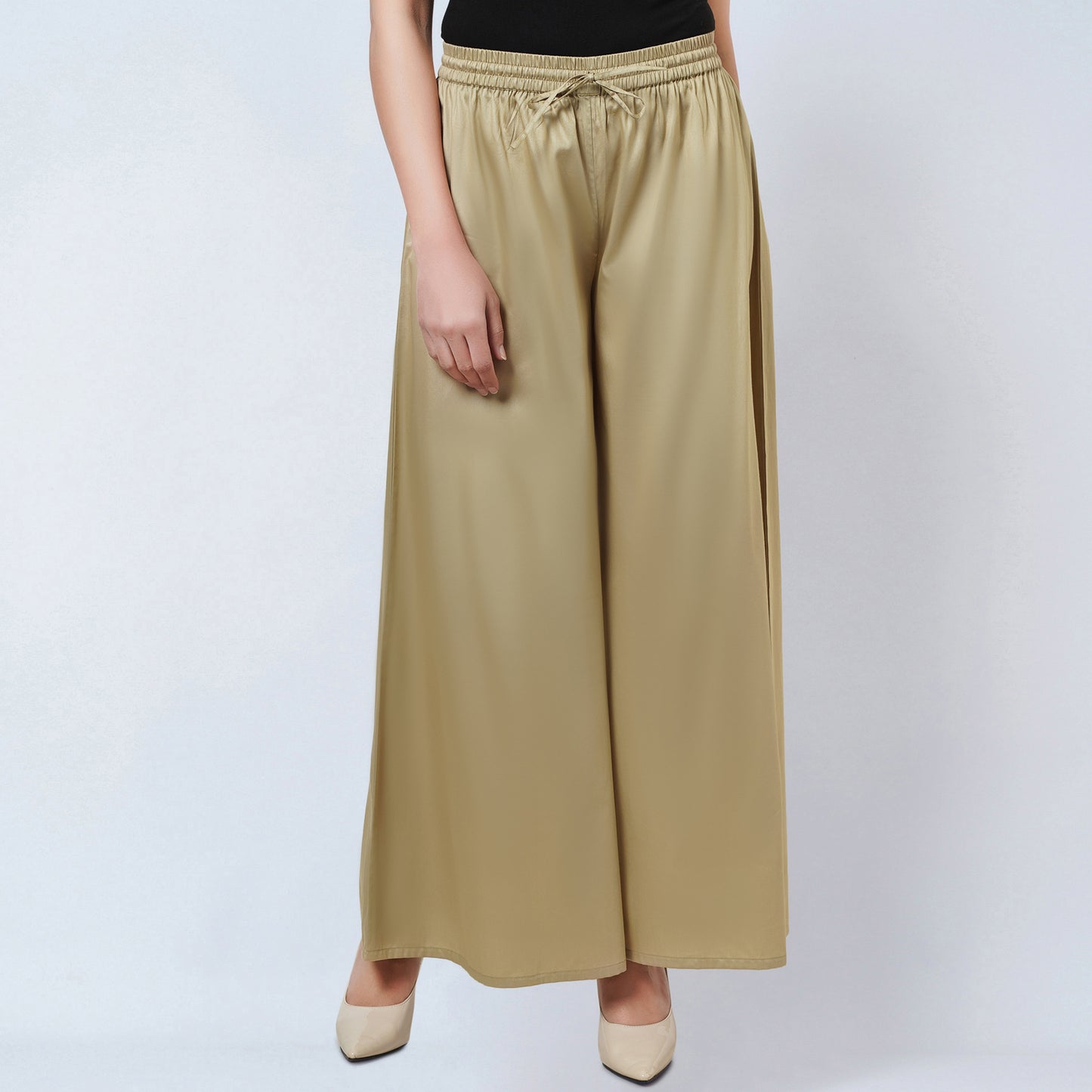Sand Sequinned Shirt Dress and Wide Leg Pants