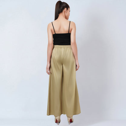 Sand Sequinned Shirt Dress and Wide Leg Pants