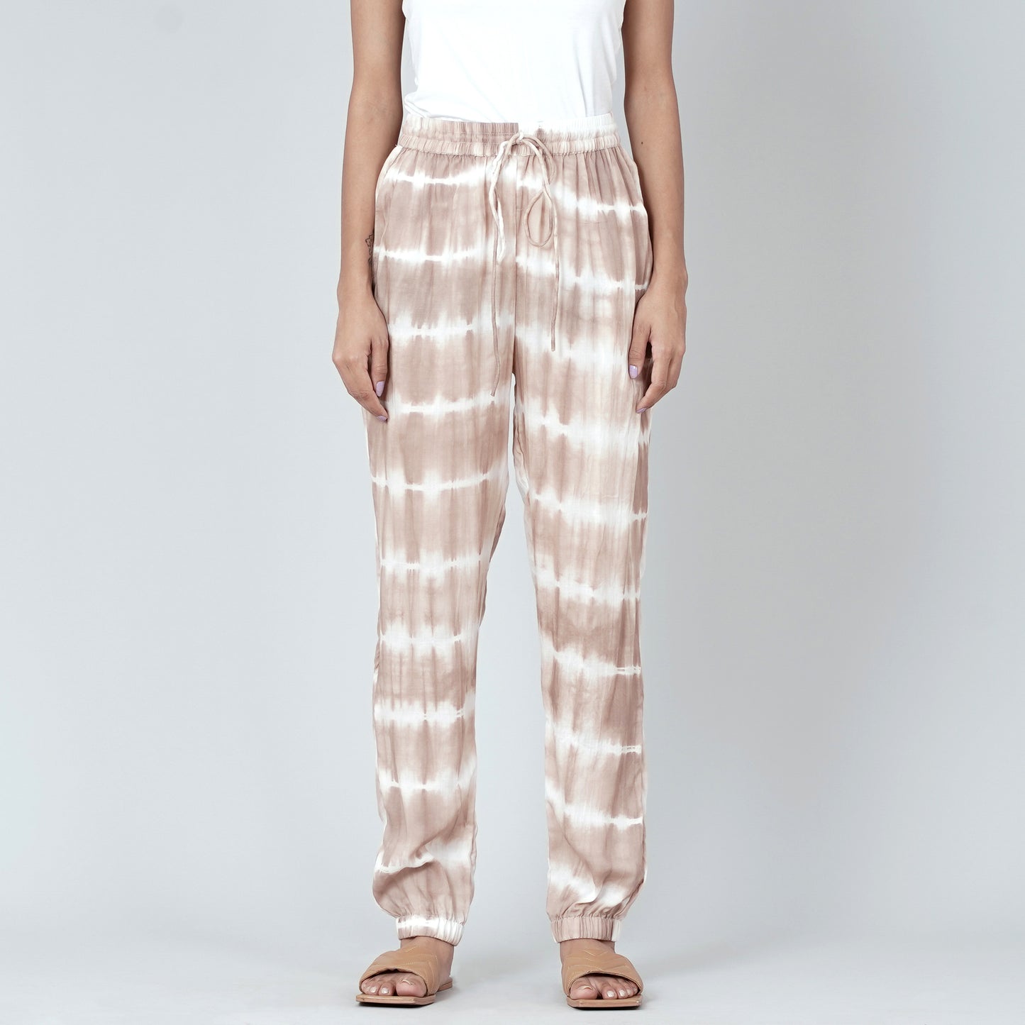 Beige and White Tie-Dye Lounge Set