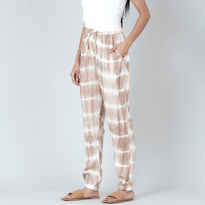 Beige and White Tie-Dye Lounge Set