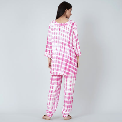 Magenta and White Tie-Dye Lounge Set