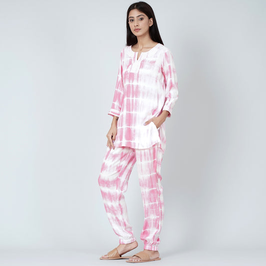 Pink and White Tie-Dye Lounge Set