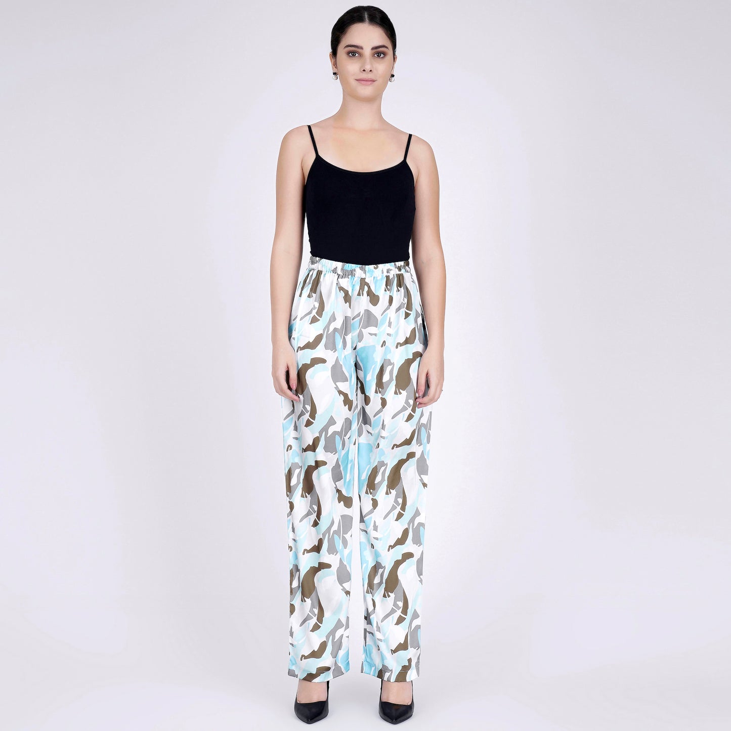 Aqua Abstract Camouflage Printed Shirt and Pants Set