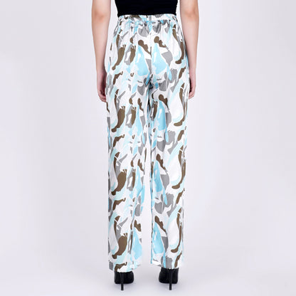 Aqua Abstract Camouflage Printed Shirt and Pants Set