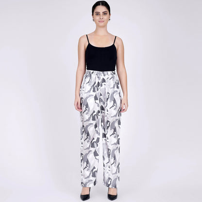 Grey Abstract Camouflage Printed Shirt and Pants Set