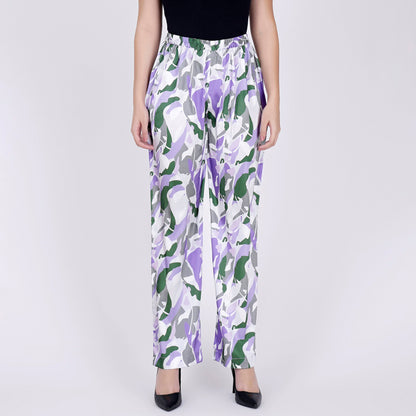Purple Abstract Camouflage Printed Shirt and Pants Set