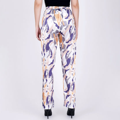 Tan Abstract Camouflage Printed Shirt and Pants Set