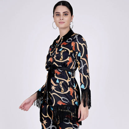 Black Chain Print Shirt