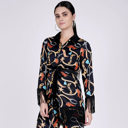 Black Chain Print Shirt