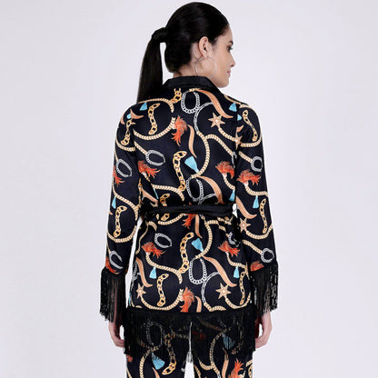 Black Chain Print Shirt