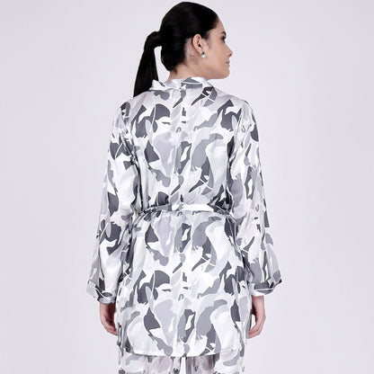 Grey Abstract Camouflage Printed Shirt