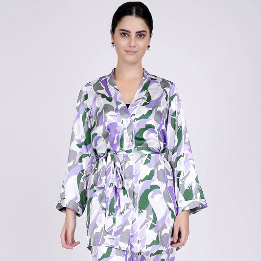 Purple Abstract Camouflage Printed Shirt