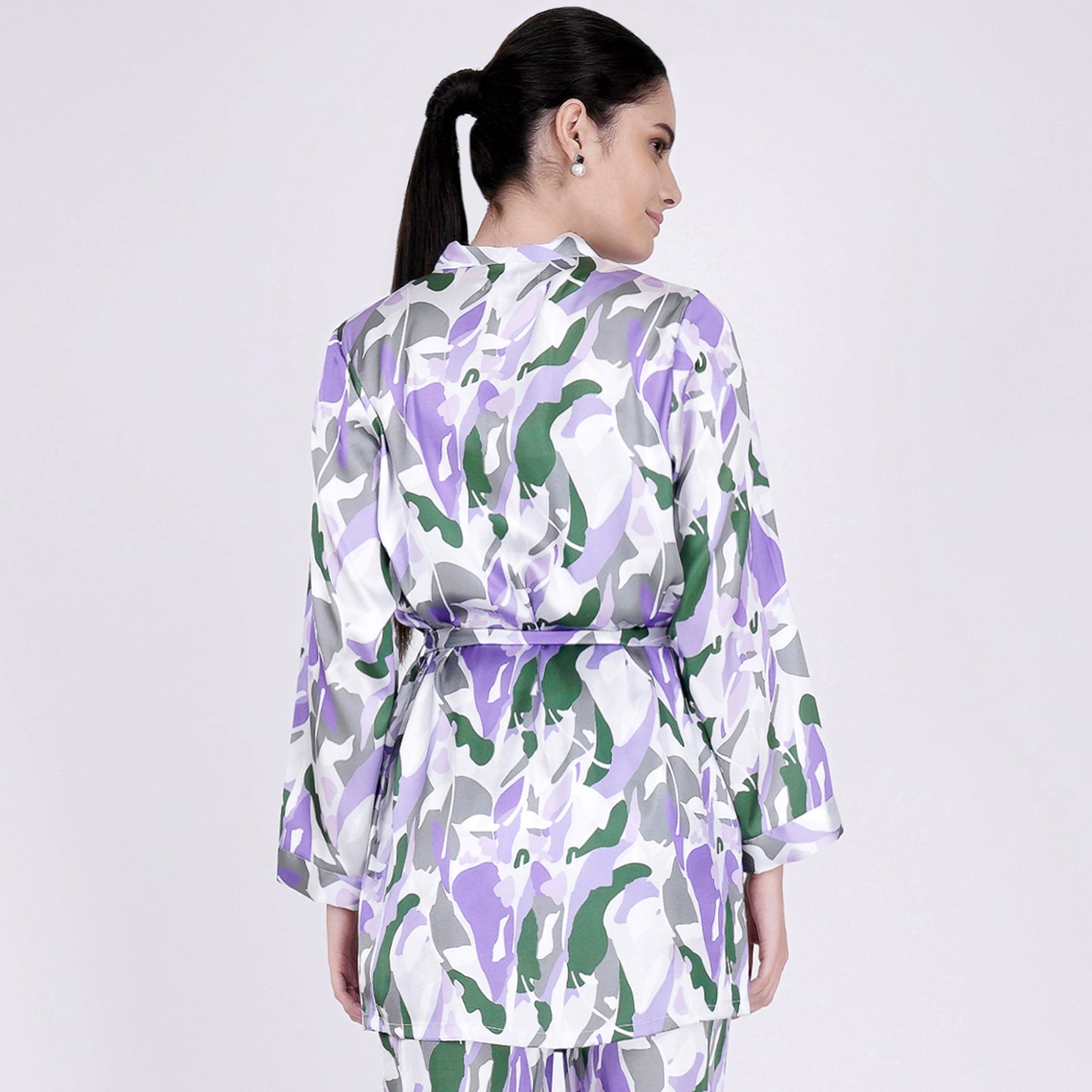 Purple Abstract Camouflage Printed Shirt