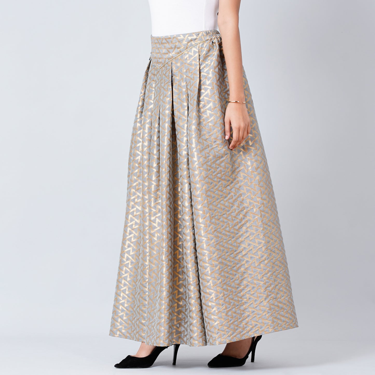 Grey Brocade Skirt