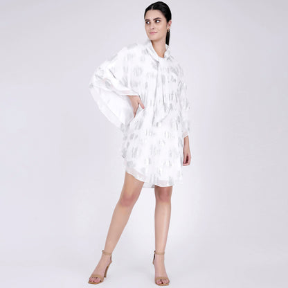 White and Silver Lurex Top