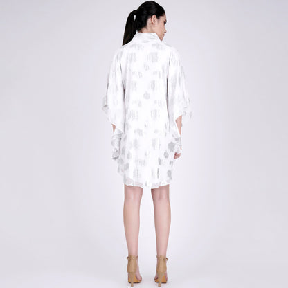 White and Silver Lurex Top