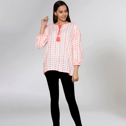 Neon Orange Eyelet Top