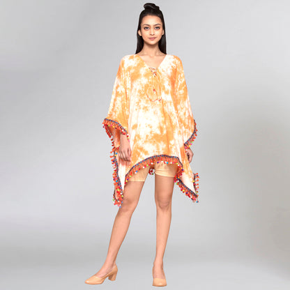 Orange Tie-Dye Poncho Top