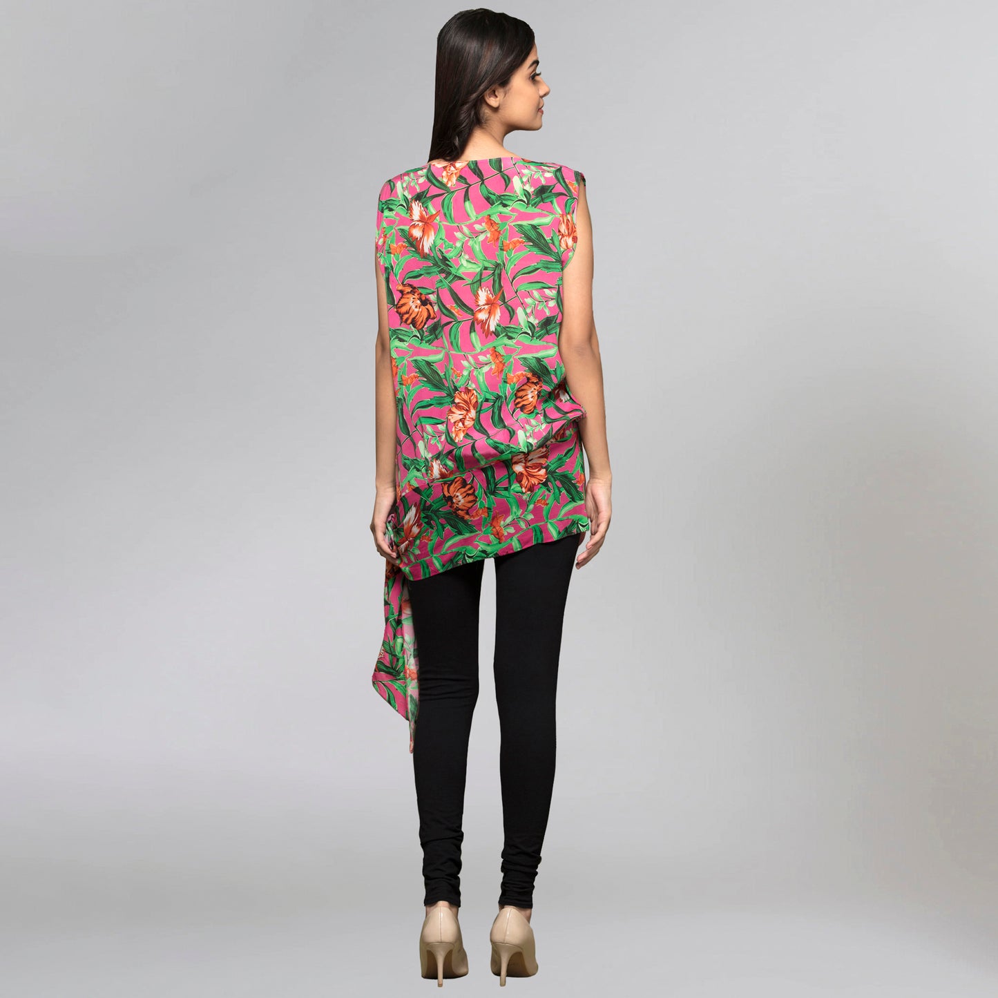 Pink Tropical Print Top