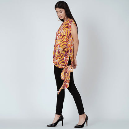 Yellow Tropical Print Top