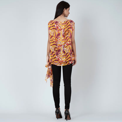 Yellow Tropical Print Top