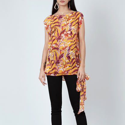 Yellow Tropical Print Top