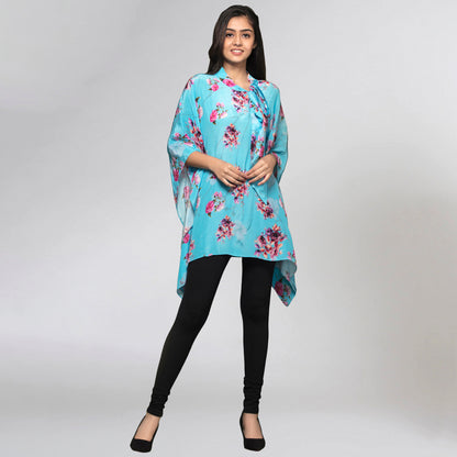 Blue Floral Print Top